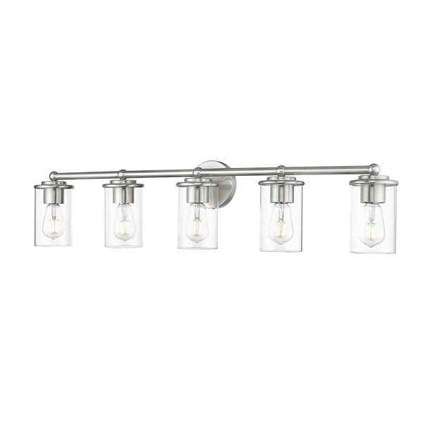 Z-Lite Thayer Vanity, 5-Light, 39 In.W x 5.75 In.L x 8.75 In.H, Brushed Nickel/Clear 742-5V-BN - main